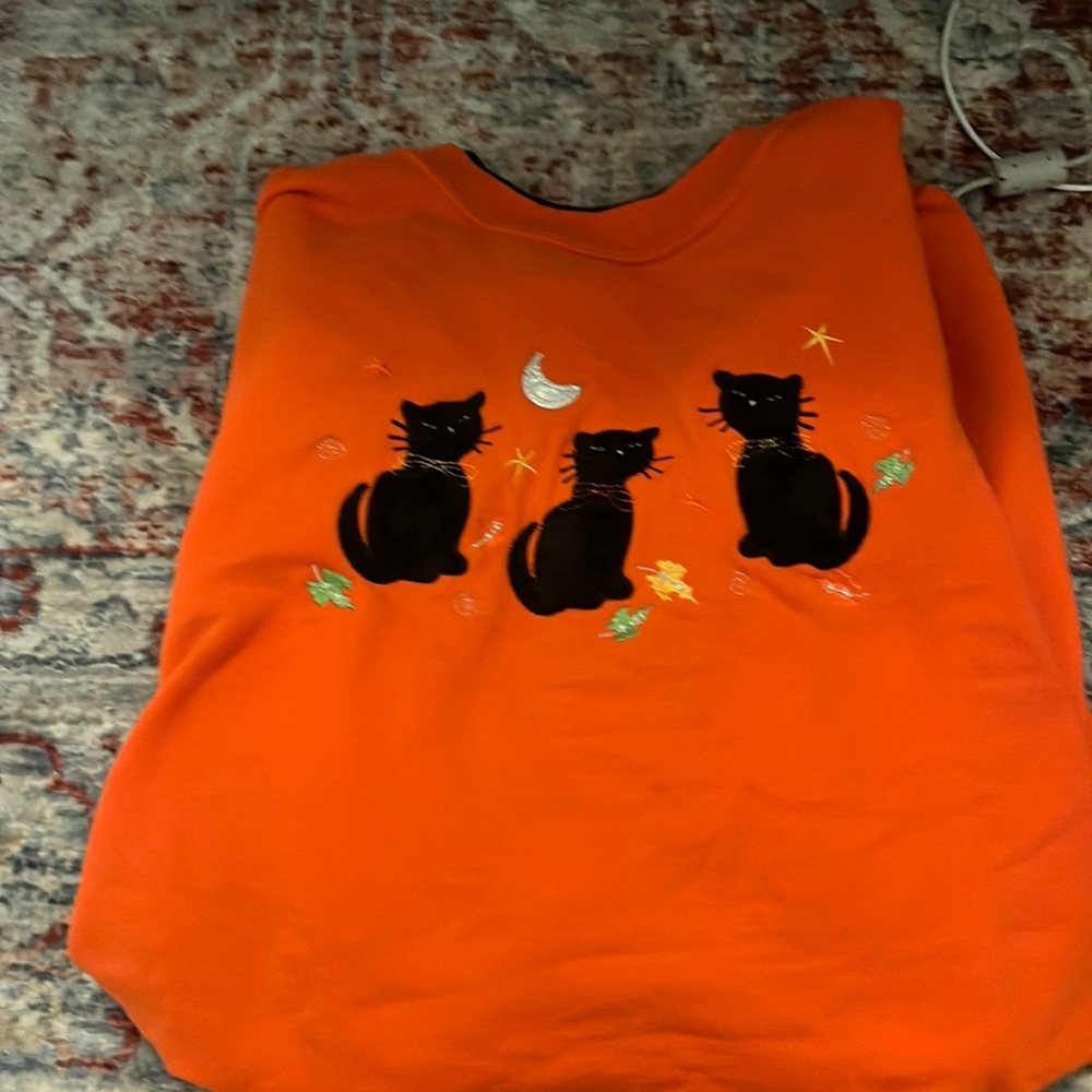 Oversized Cat embroidered sweatshirt